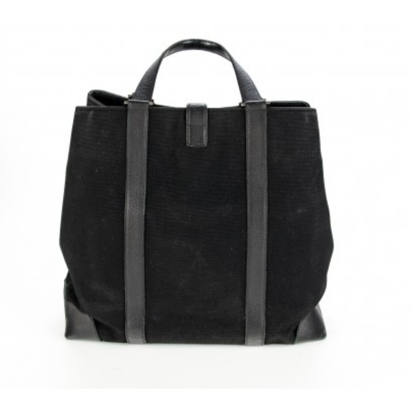 Rare lambertson truex black canvas tote bag with leather trim - Picture 2 of 8